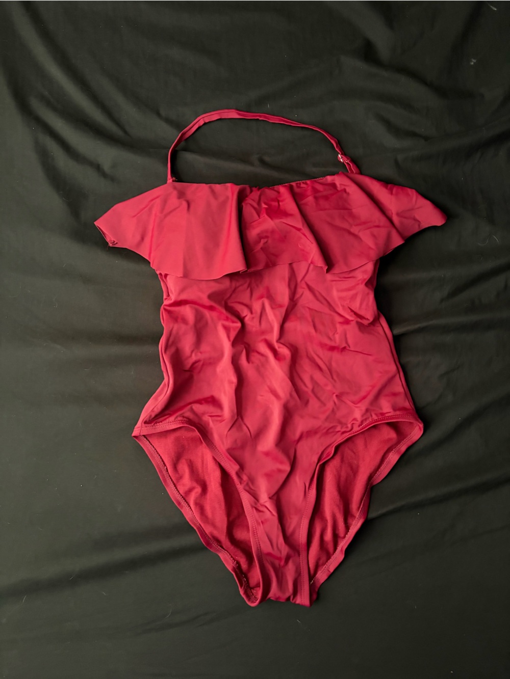 Red Ruffled One Piece Swimsuit
